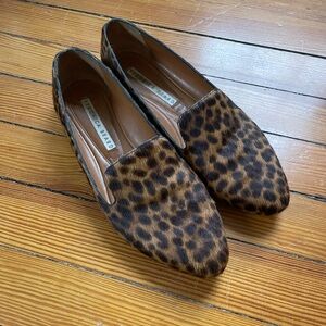 Veronica Beard Leopard Print Pony Hair Loafers